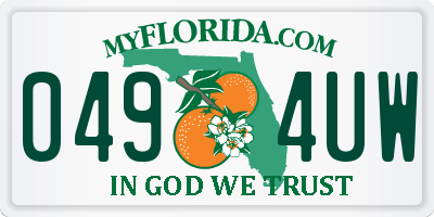 FL license plate 0494UW