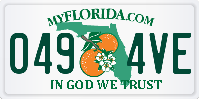 FL license plate 0494VE