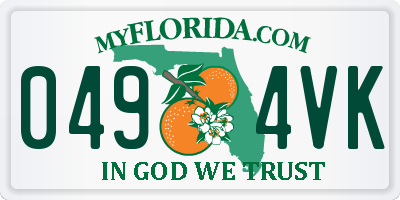 FL license plate 0494VK