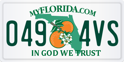 FL license plate 0494VS