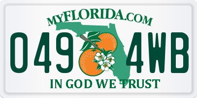 FL license plate 0494WB