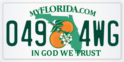 FL license plate 0494WG