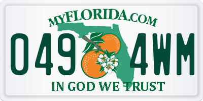 FL license plate 0494WM