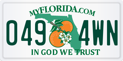 FL license plate 0494WN