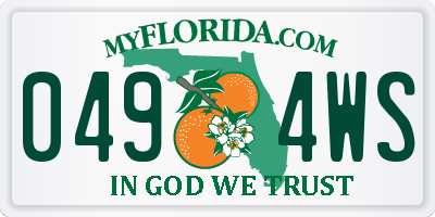 FL license plate 0494WS