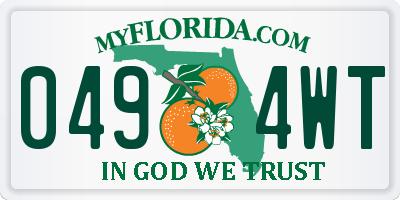 FL license plate 0494WT