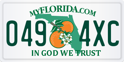 FL license plate 0494XC