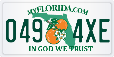 FL license plate 0494XE