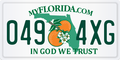 FL license plate 0494XG