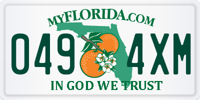 FL license plate 0494XM
