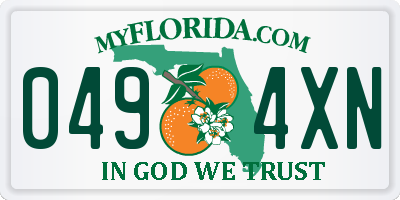 FL license plate 0494XN