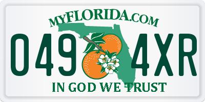 FL license plate 0494XR