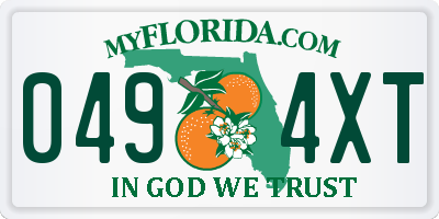 FL license plate 0494XT