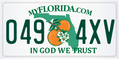 FL license plate 0494XV