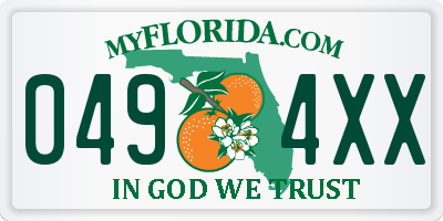 FL license plate 0494XX
