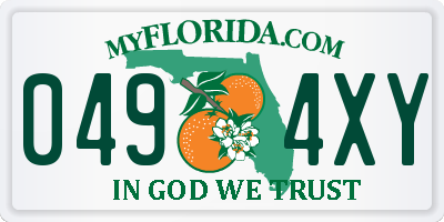 FL license plate 0494XY