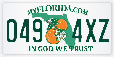 FL license plate 0494XZ