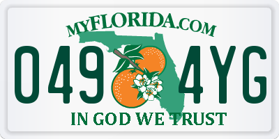 FL license plate 0494YG