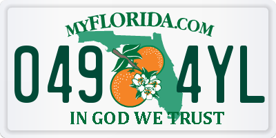 FL license plate 0494YL