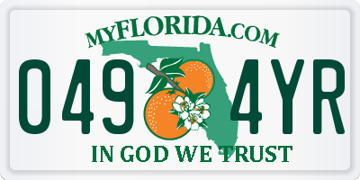 FL license plate 0494YR