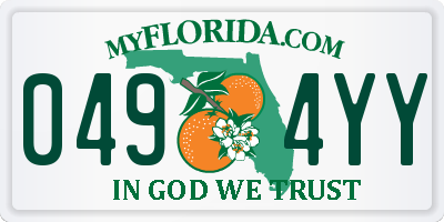 FL license plate 0494YY