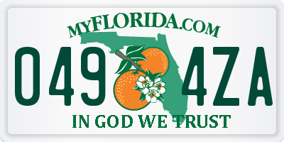 FL license plate 0494ZA