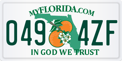 FL license plate 0494ZF