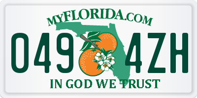 FL license plate 0494ZH