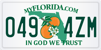 FL license plate 0494ZM