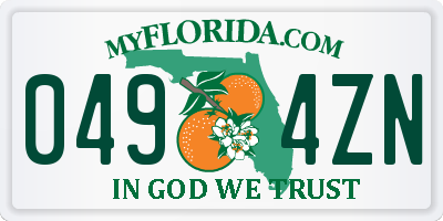 FL license plate 0494ZN