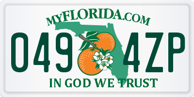 FL license plate 0494ZP