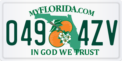 FL license plate 0494ZV