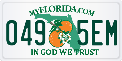 FL license plate 0495EM