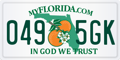 FL license plate 0495GK