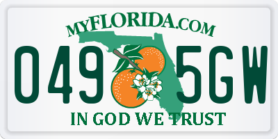 FL license plate 0495GW