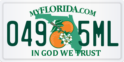 FL license plate 0495ML