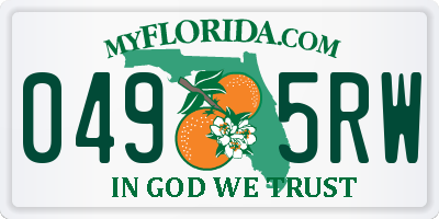 FL license plate 0495RW
