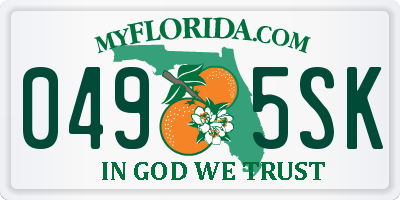 FL license plate 0495SK