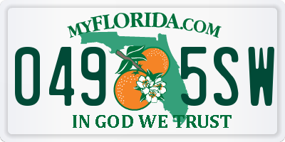 FL license plate 0495SW