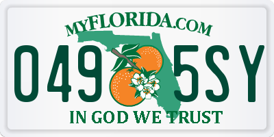 FL license plate 0495SY