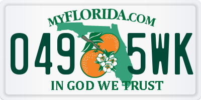 FL license plate 0495WK