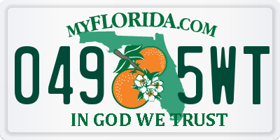 FL license plate 0495WT