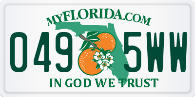FL license plate 0495WW