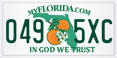 FL license plate 0495XC