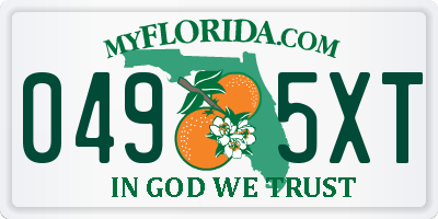 FL license plate 0495XT