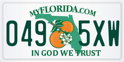 FL license plate 0495XW
