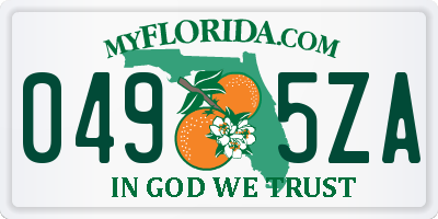 FL license plate 0495ZA