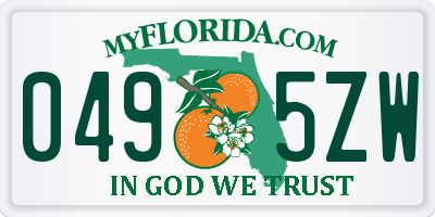 FL license plate 0495ZW