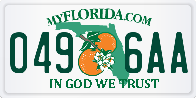 FL license plate 0496AA