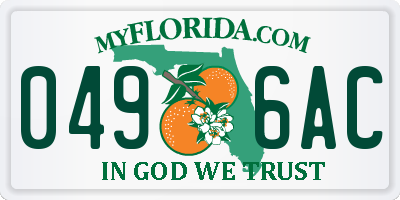 FL license plate 0496AC